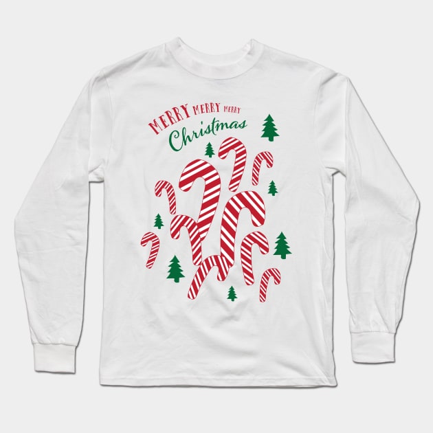 No Bows Please! Candy Cane Merry Xmas! Long Sleeve T-Shirt by kristinbell